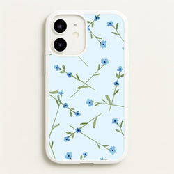 Baby Blue Floral Pattern iPhone 12 Mini Case