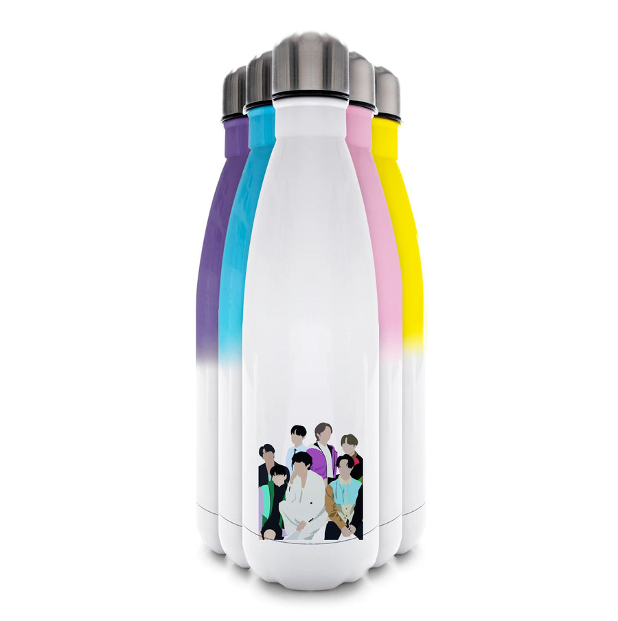 Blue BTS Members Water Bottle