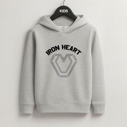 Metal Hero Heart Grey Kids Hoodie