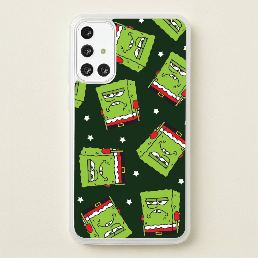 Grumpy Christmas Cartoon Sponge Pattern Galaxy A71 Case
