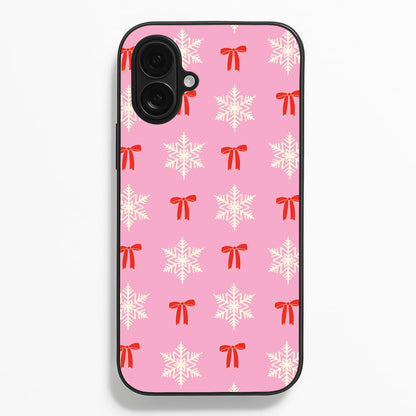 Coquette Bows And Snowflakes Pattern iPhone 16 Plus Case