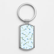 Baby Blue Floral Pattern Luxury Keyring 1