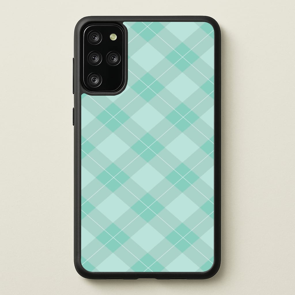 Light Cyan Tartan Christmas Pattern Galaxy S20 Plus Case