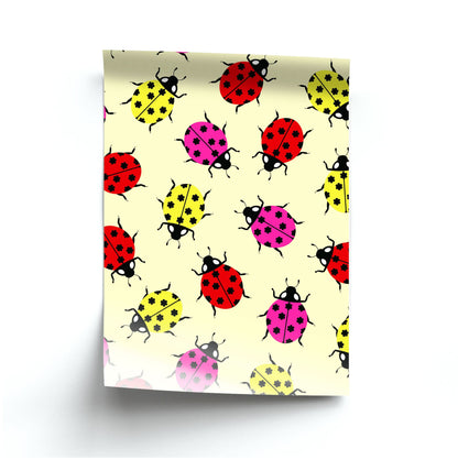 Ladybugs With Flower Spots Pattern Poster