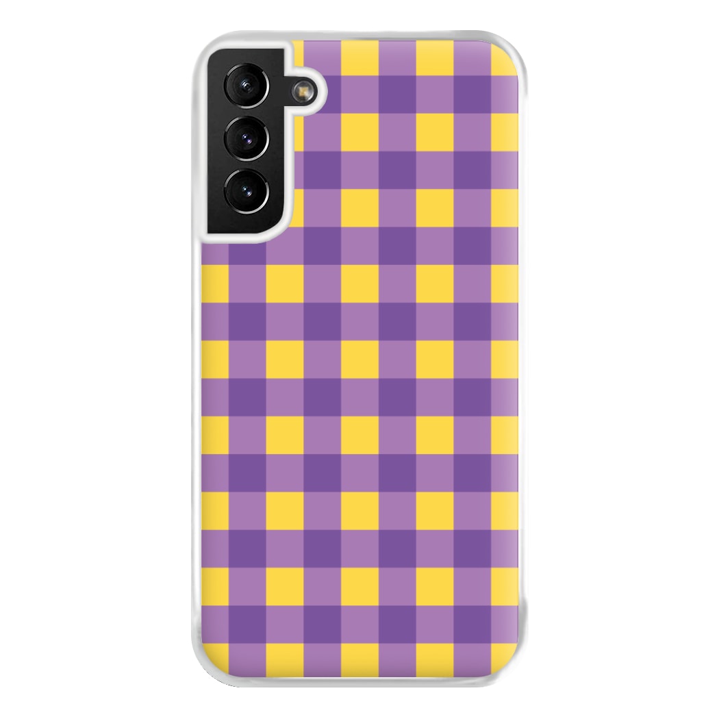 Purple And Yellow Checkered Pattern Galaxy S21 Plus Case