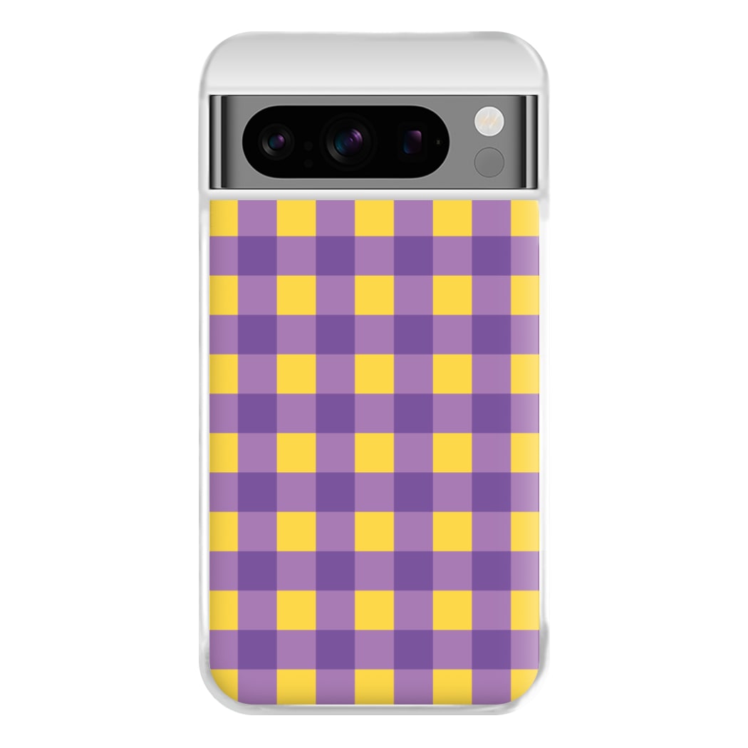 Purple And Yellow Checkered Pattern Google Pixel 8 Pro Case