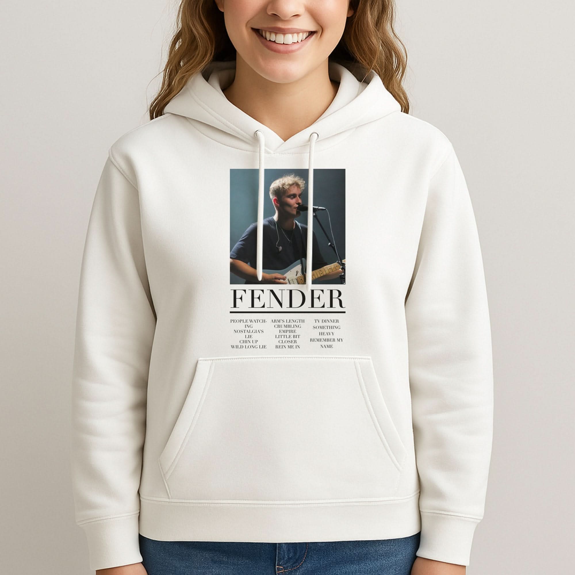 Fender Orange Song List Womans Hooded Sweatshirt