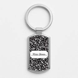Personalised School Notebook Silver Metal Keyring
