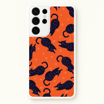 Black Cats And Stars Pattern Galaxy S21 Ultra Case