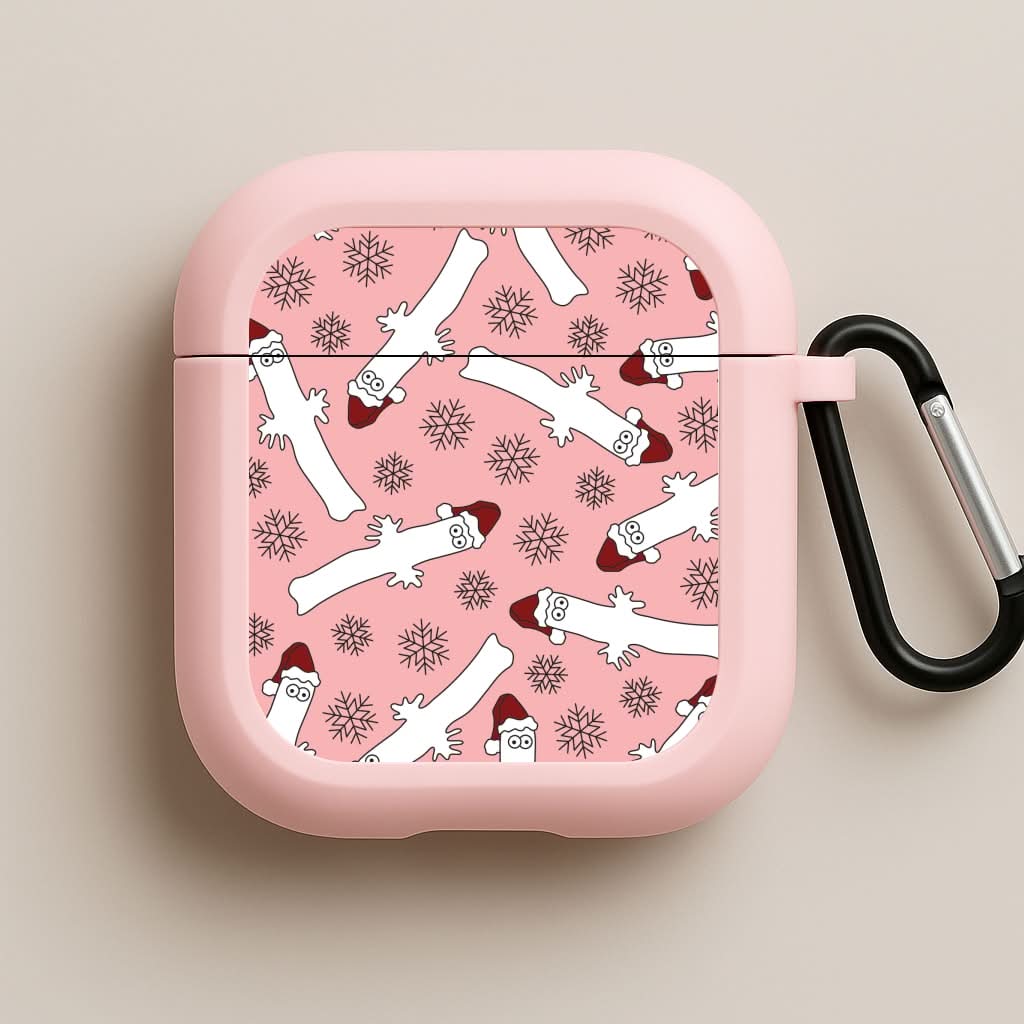 Wiggly Moom Xmas Hat Pattern Pink AirPods Case