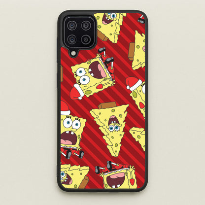 Christmas Cartoon Sponge Stripes Pattern Galaxy A12 Case