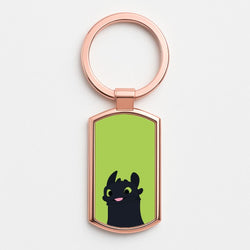 Black Fury Dragon Rose Gold Keyring