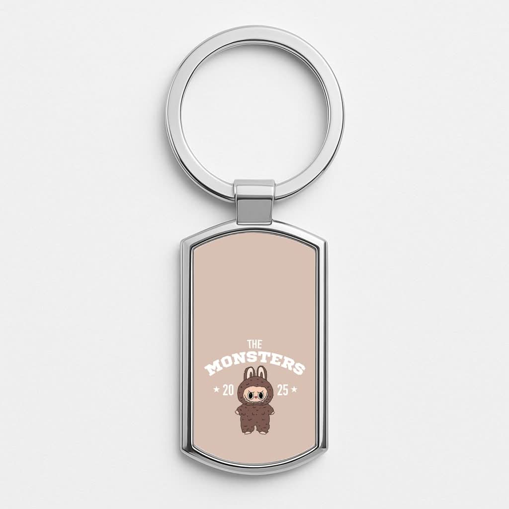 Cute Monster 2025 Biege Silver Metal Keyring