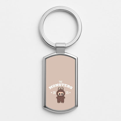 Cute Monster 2025 Biege Silver Metal Keyring