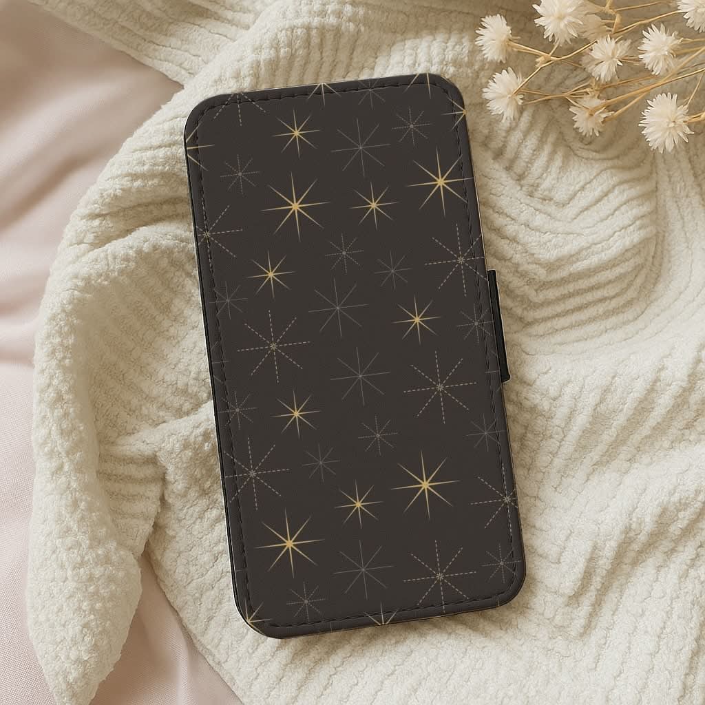 Christmas Gold Stars Pattern Leather Phone Case