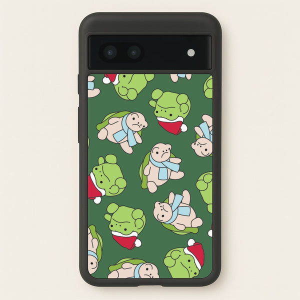 Grumpy Christmas Plushies Pattern Google Pixel 6a Case