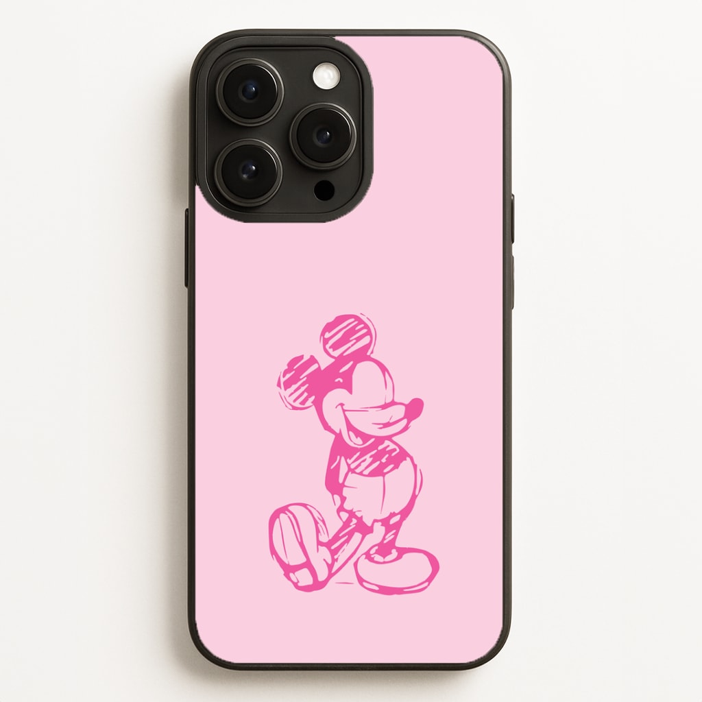 Sketched Mouse Outline Pink Phone Case for iPhone, Samsung Galaxy and Google Pixel
