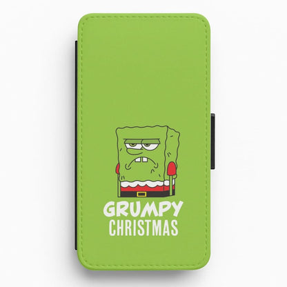 Grumpy Christmas Cartoon Sponge Flip / Wallet Phone Case