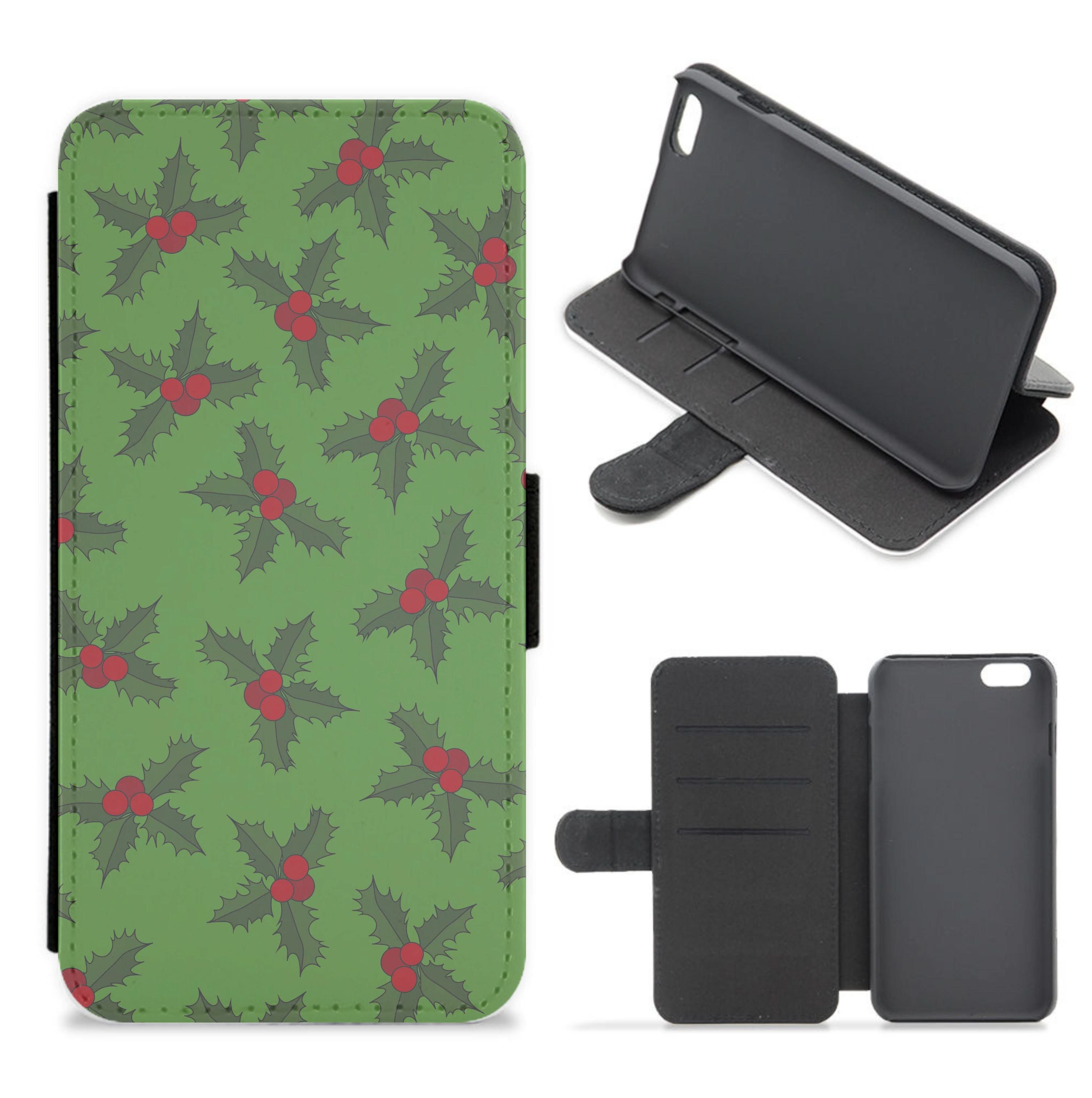 Holly Pattern Flip / Wallet Phone Case