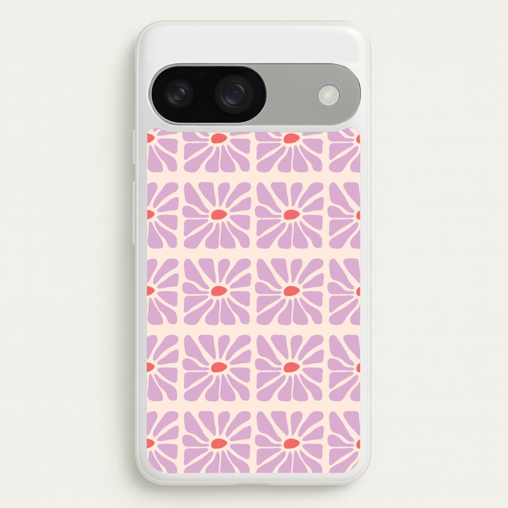 Square Abstract Flowers Mauve Google Pixel 9 / 9 Pro Case