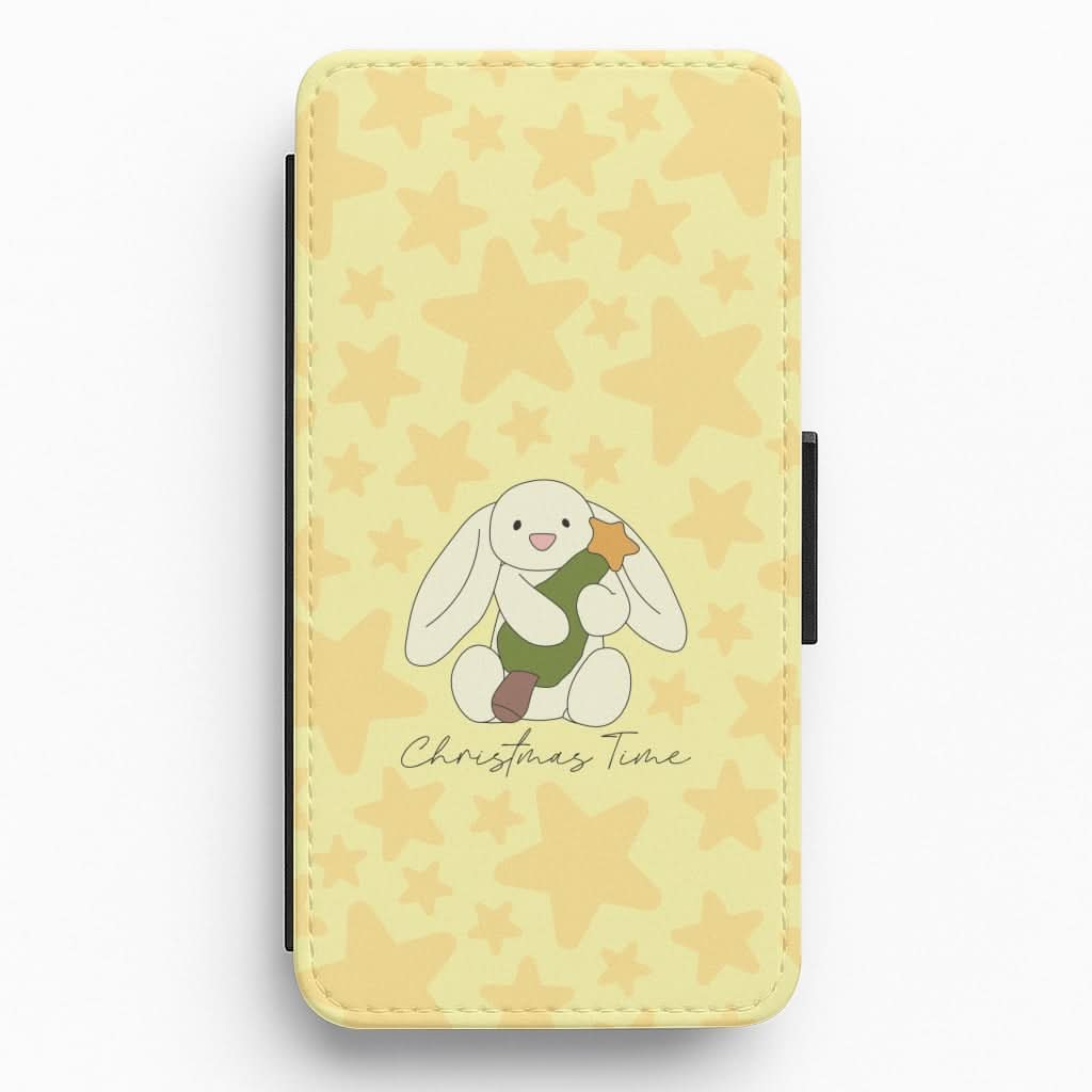 Christmas Bunny Stars Plush Flip / Wallet Phone Case