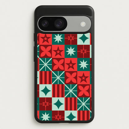 Geometric Square Christmas Pattern Google Pixel 9 / 9 Pro Case