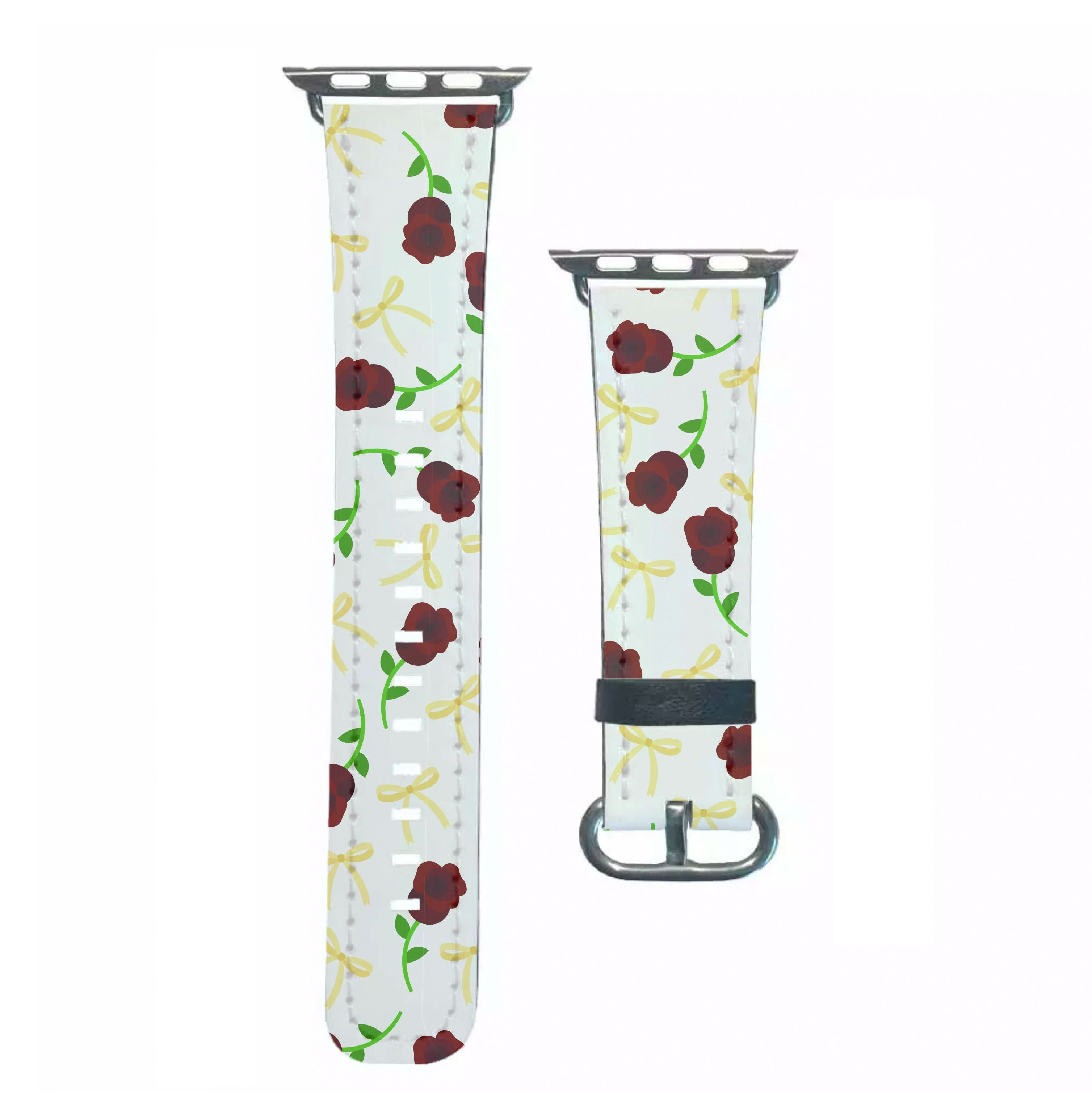 Roses And Bows Pattern Apple Watch Strap