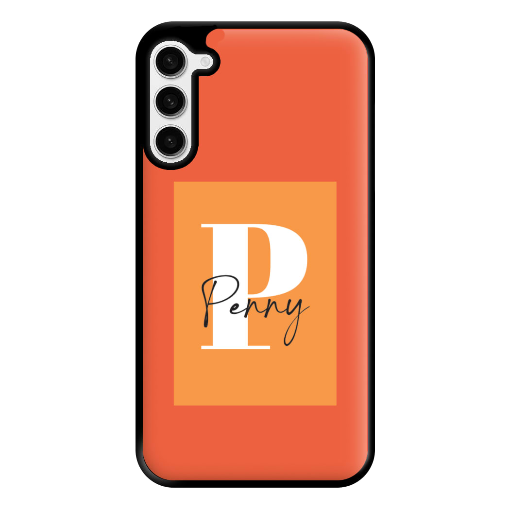 Orange Personalised Name Galaxy S23 Plus Case