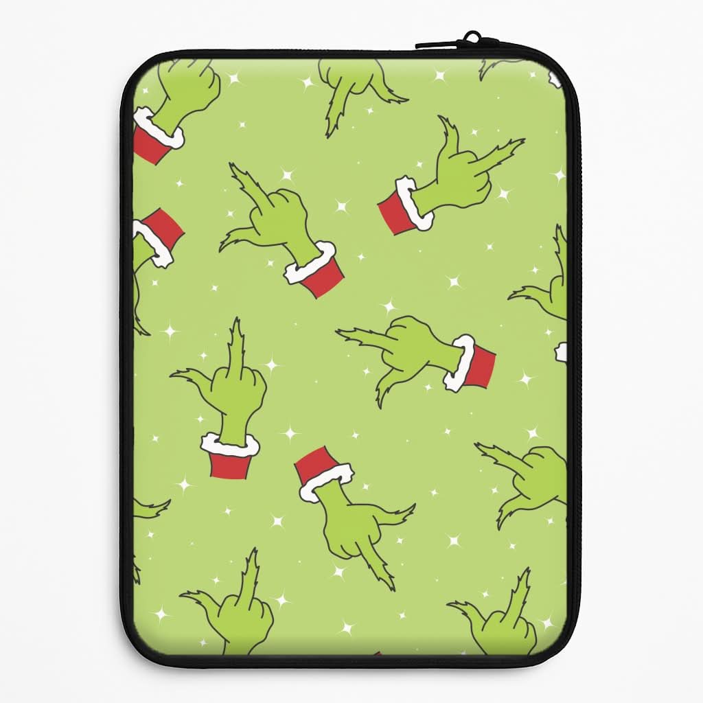 Green Middle Finger Christmas Pattern Laptop Sleeve