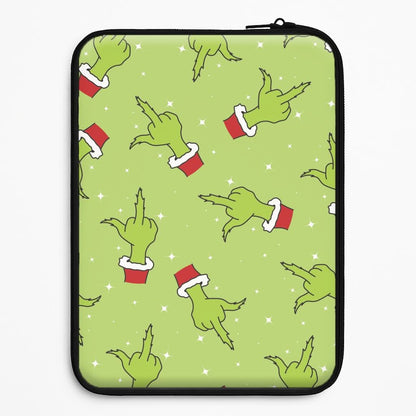 Green Middle Finger Christmas Pattern Universal Laptop Sleeve