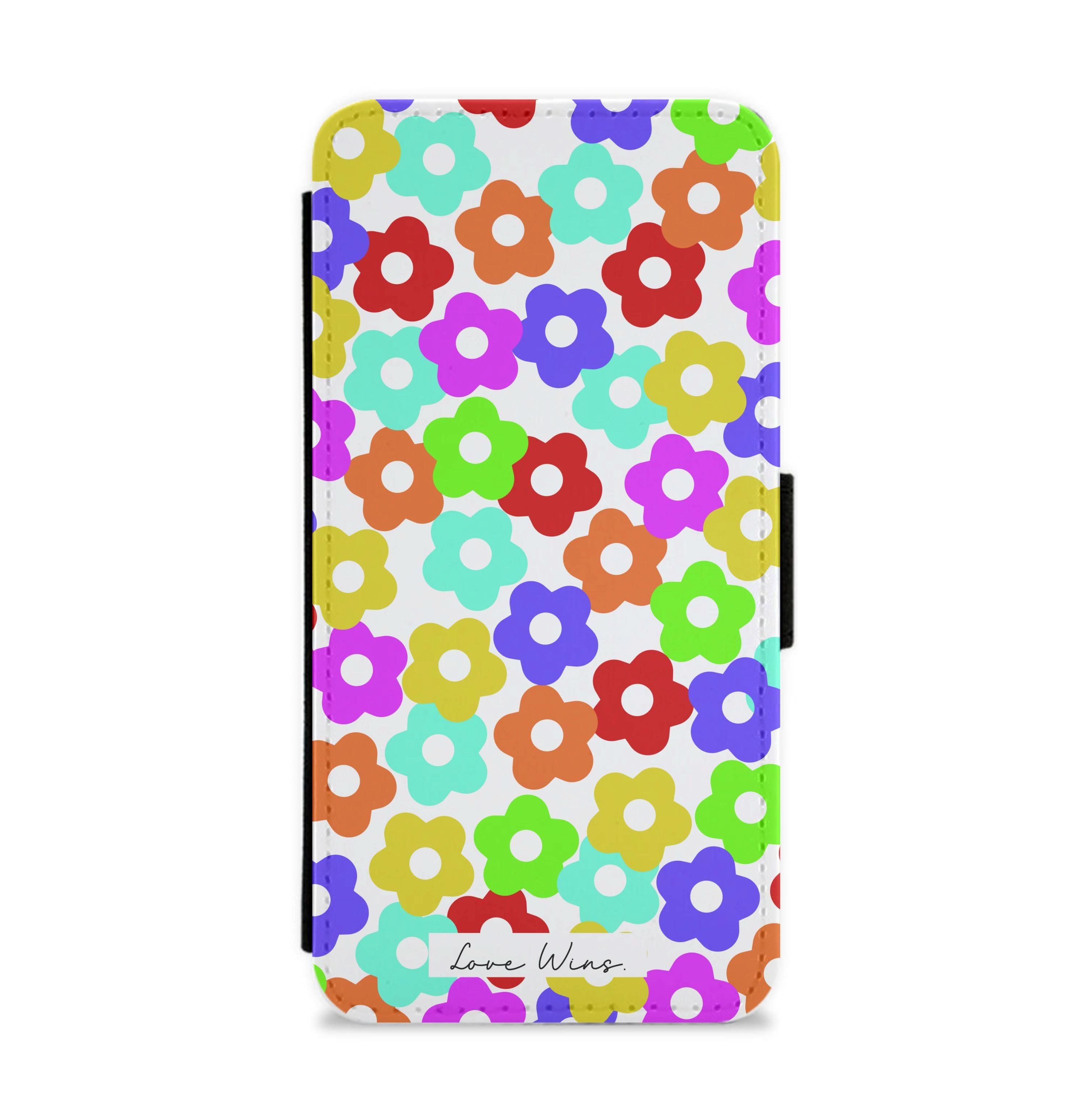 Rainbow Flowers Flip / Wallet Phone Case