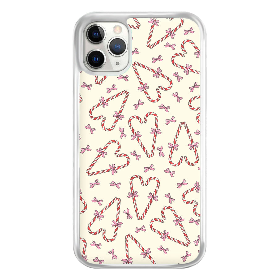 Candy Cane Love Heart Pattern Phone Case