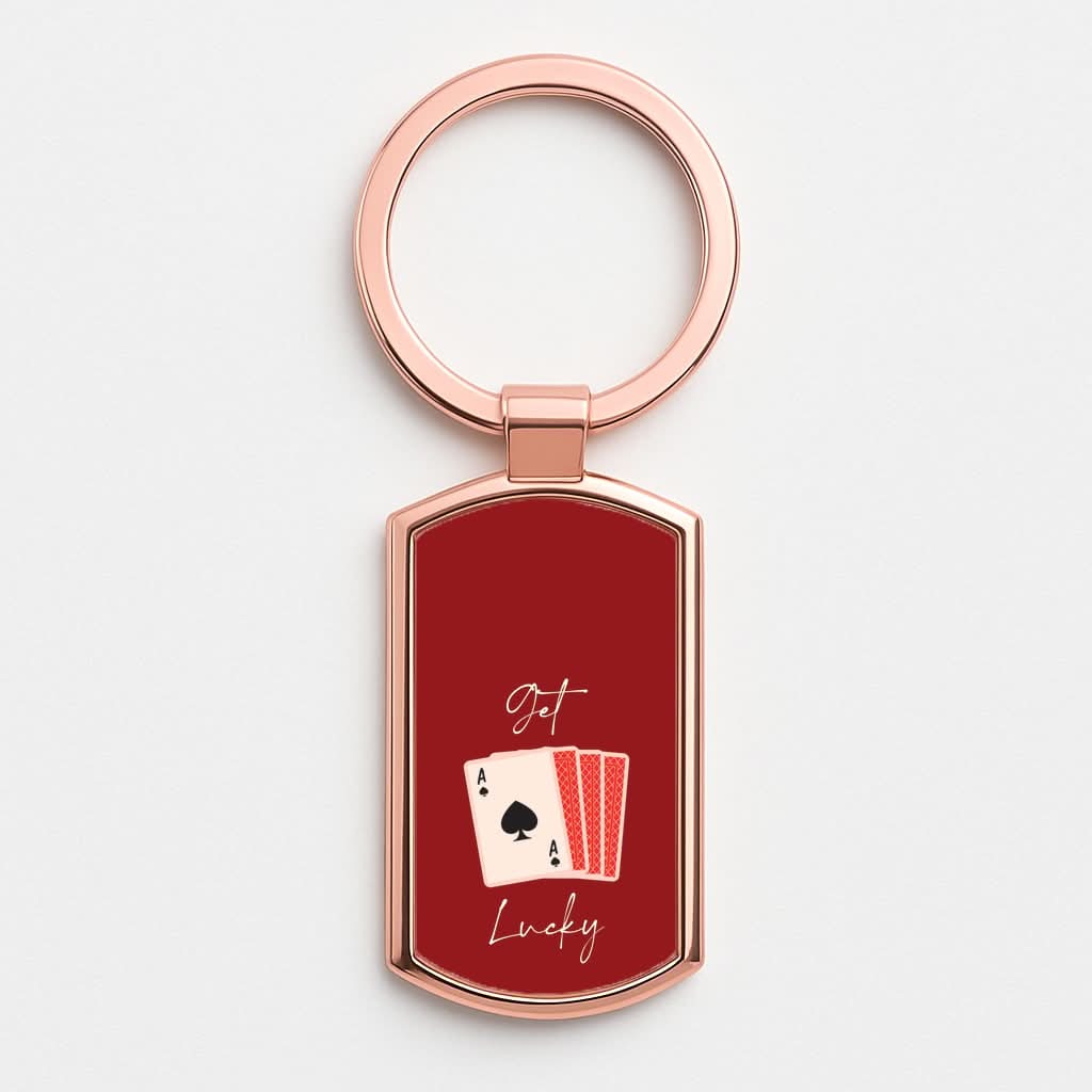 Get Lucky Set Of Cards Rose Gold Keyring
