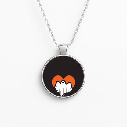 Ghost Heart  Circle Necklace