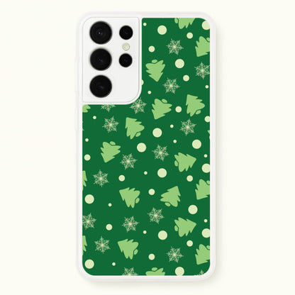Cartoon Christmas Trees And Snowflakes Pattern Galaxy S21 Ultra Case