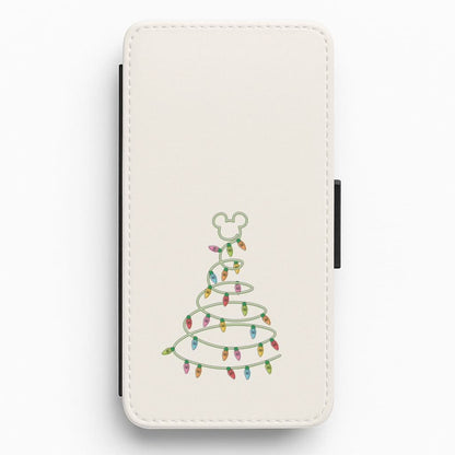 Cartoon Mouse Christmas Tree Lights Flip / Wallet Phone Case