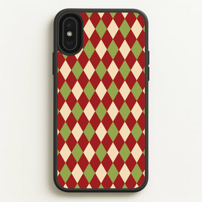 Red And Green Argyle Christmas Pattern iPhone XS Max Case