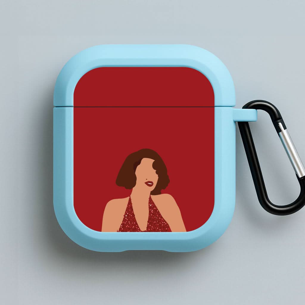 Red Sparkly Dress Blue AirPods Case