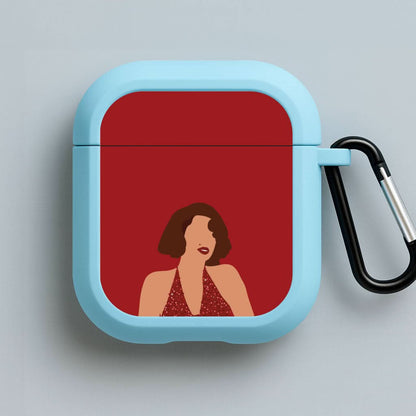 Red Sparkly Dress Blue AirPods Case