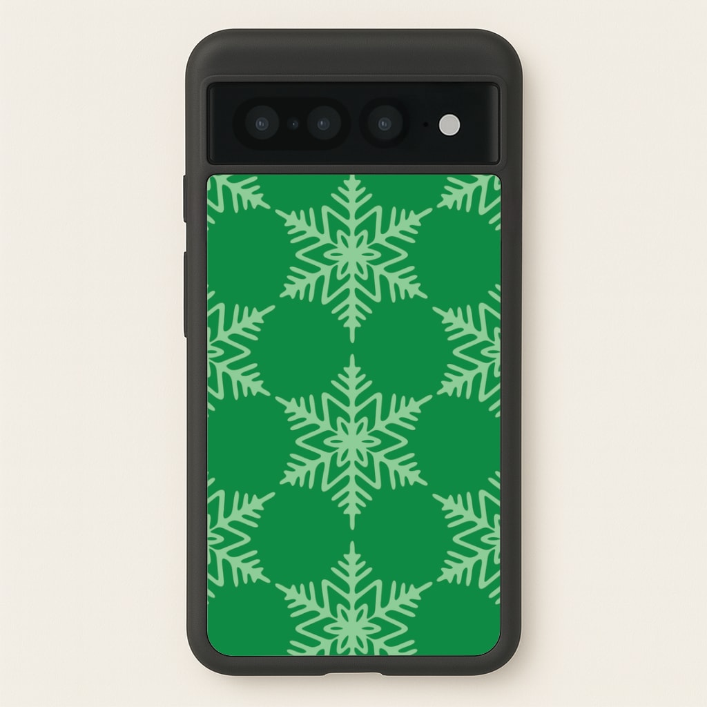 Green Giant Snowflakes Christmas Pattern Google Pixel 7 Pro Case
