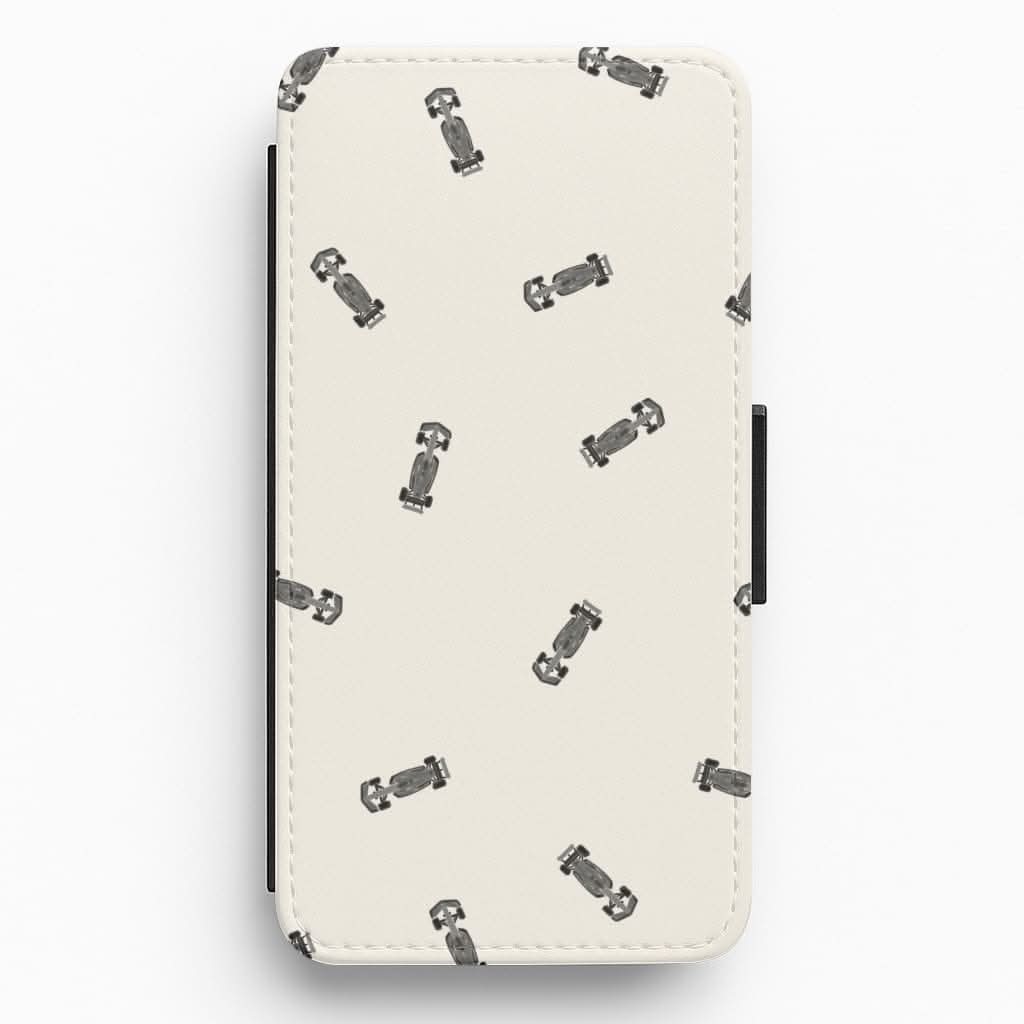 Race Cars Pattern Off White Flip / Wallet Phone Case
