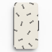 Race Cars Pattern Off White Flip / Wallet Phone Case 1