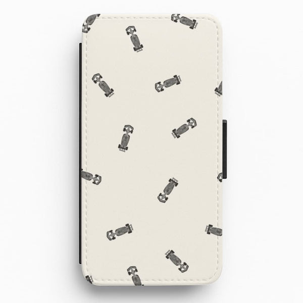 Race Cars Pattern Off White Flip / Wallet Phone Case