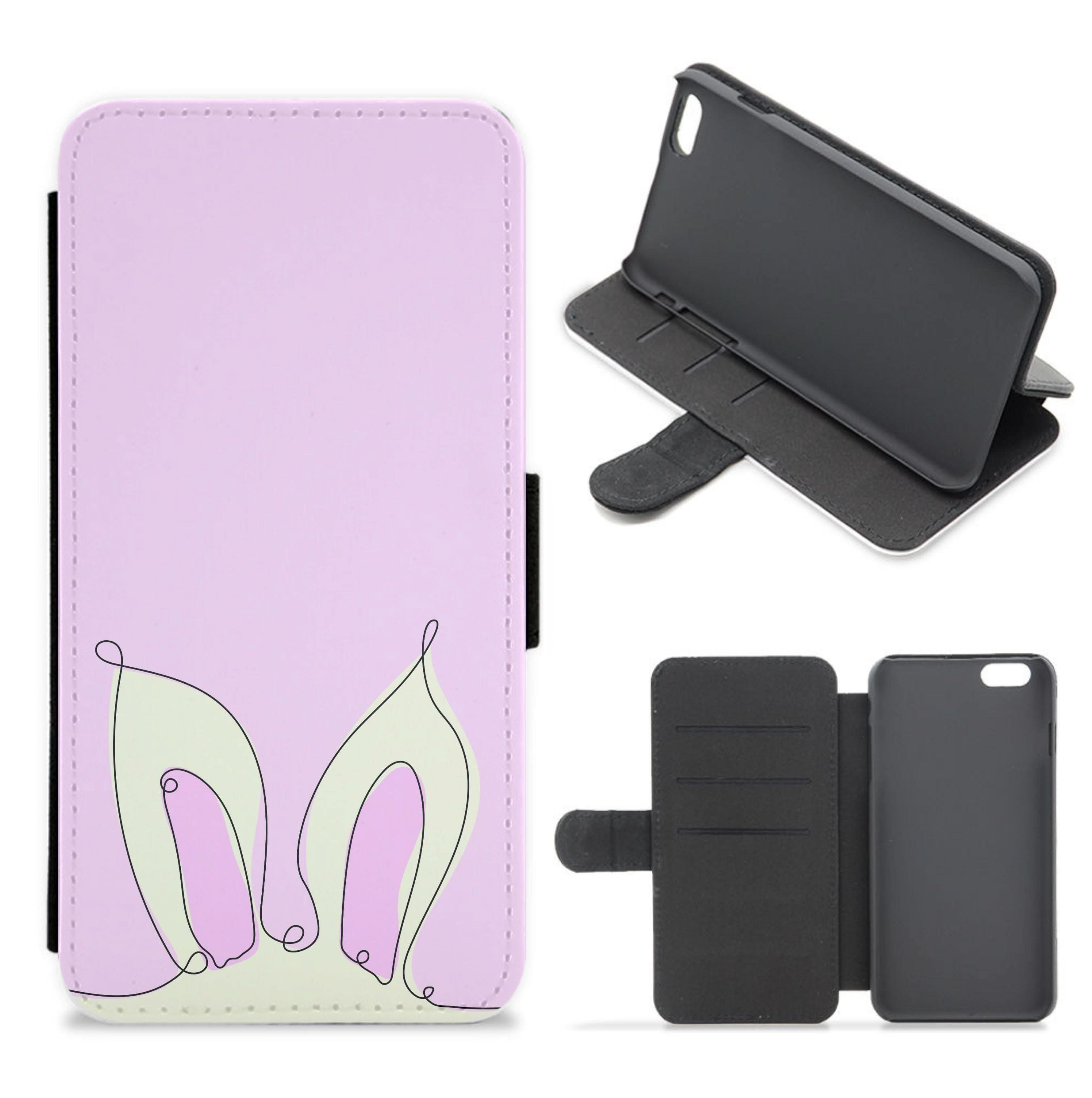 Outline Bunny Ears Flip / Wallet Phone Case