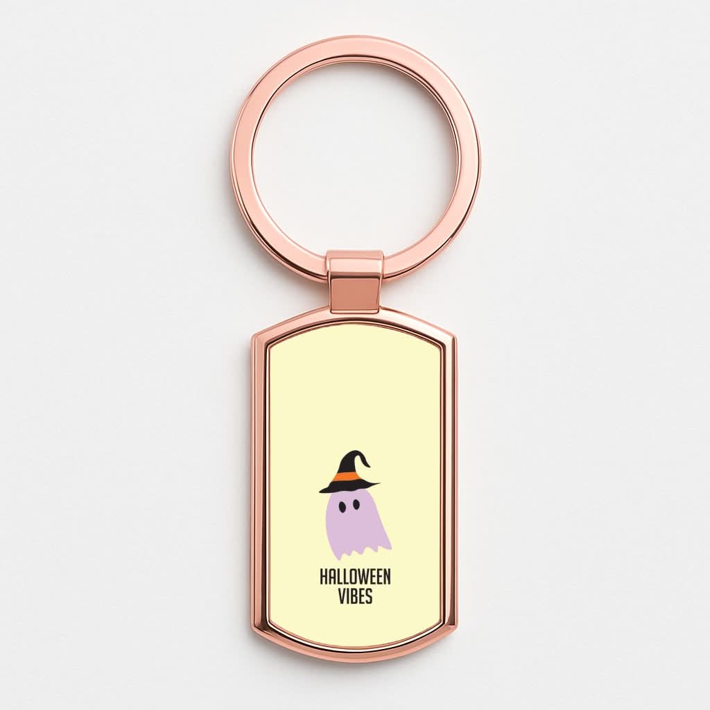 Purple Ghost Halloween Vibes Rose Gold Keyring