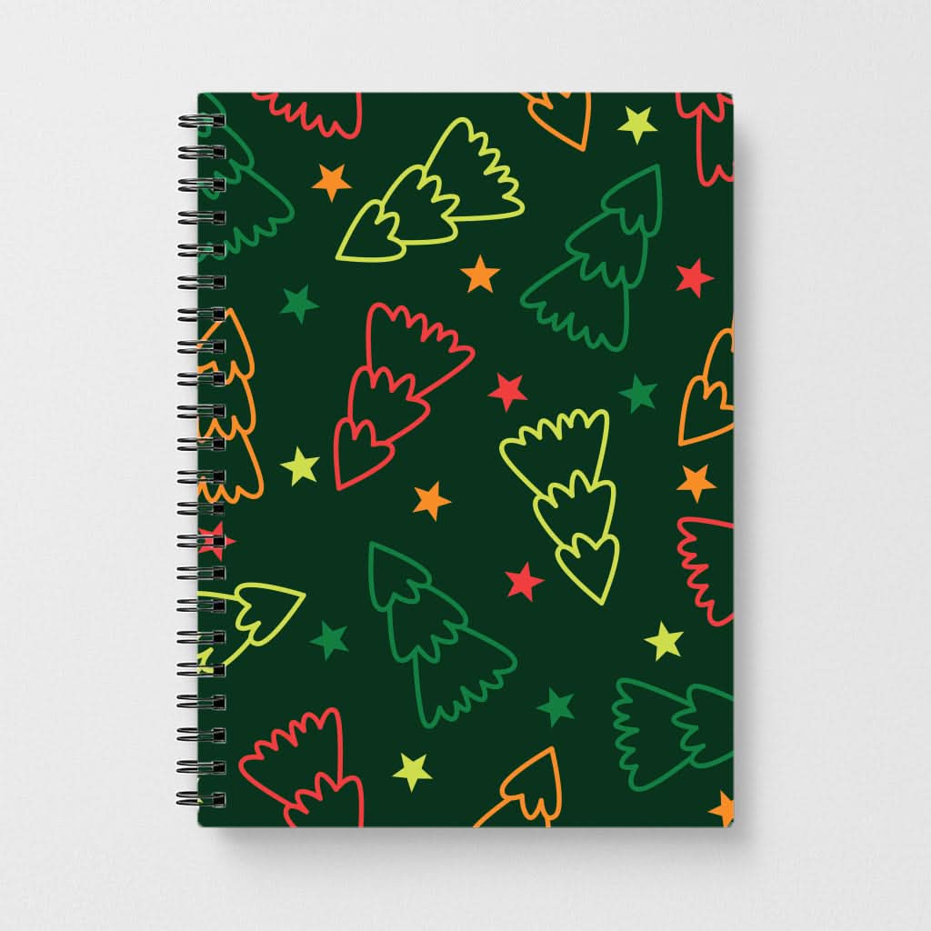Colourful Christmas Tree Outlines Pattern Notebook