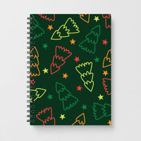 Colourful Christmas Tree Outlines Pattern Notebook
