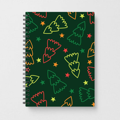 Colourful Christmas Tree Outlines Pattern Notebook