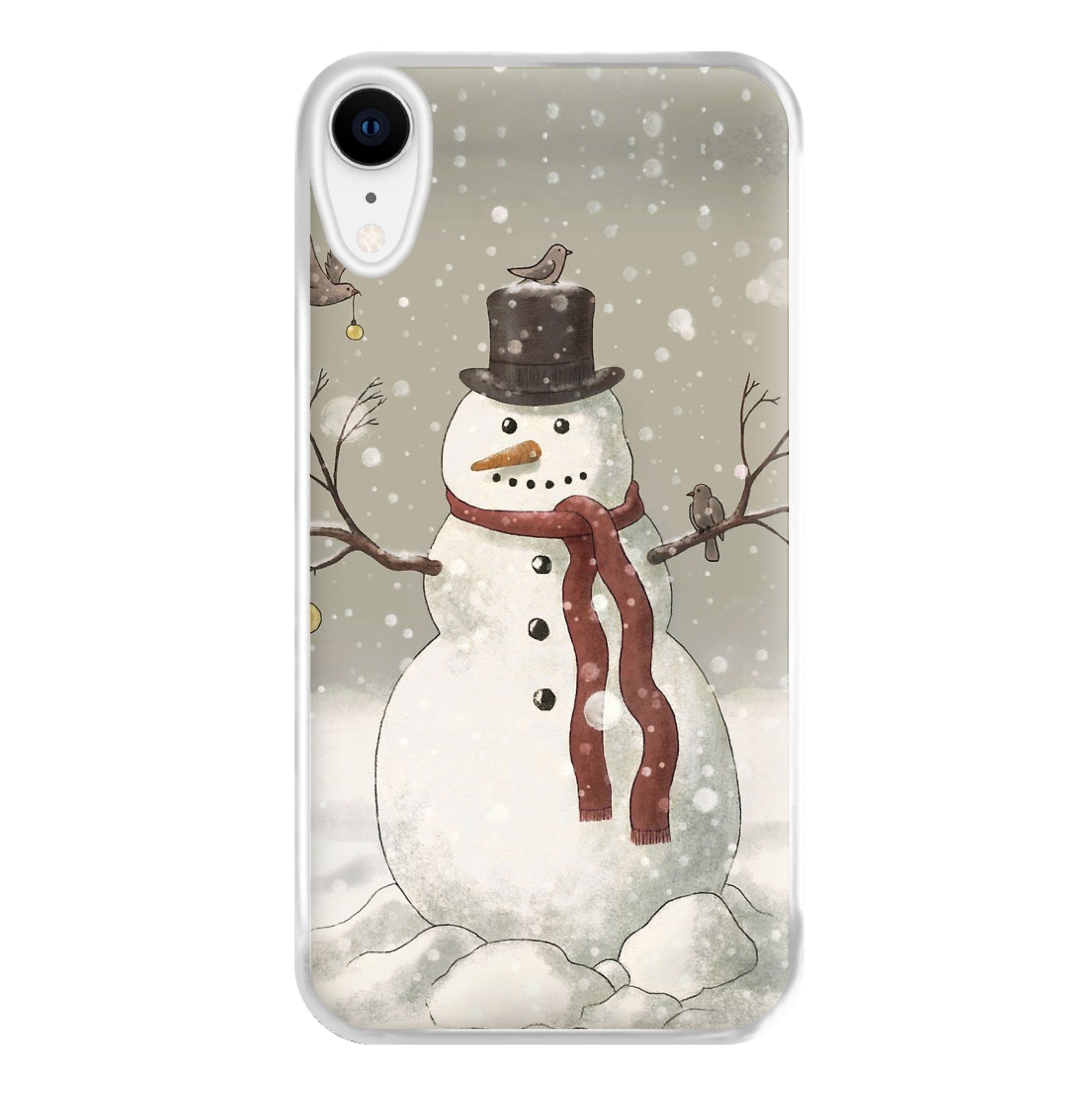 Christmas Snowman Drawing Phone Case