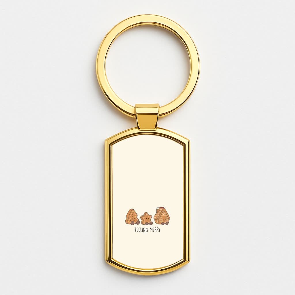 Gingerbread Plushies Quote Gold Keyring